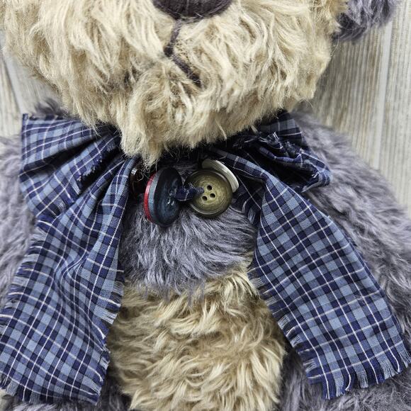 Ashton-Drake Galleries Pamela Wooley Theo Teddy Bear #0768 2000 Plaid Bow‎ Blue - Picture 2 of 10
